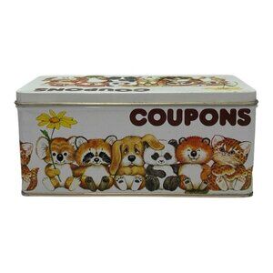PC4 Vintage Enesco Coupons Tin Cute Cuddly Animals